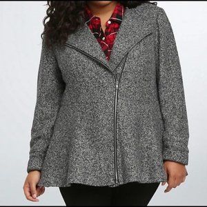 Torrid Plus Size Fit & Flare Gray Wool Tweed Jacket Coat Women's Size 2X